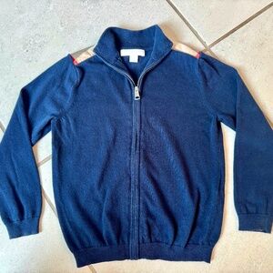 Burberry Children Navy Nova Check Zip Up Sweater Cardigan Size 6 Unisex